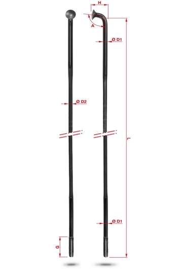 Спица Rodi Double Butted Oxidised 2.0x1.8x2.0, без ниппеля